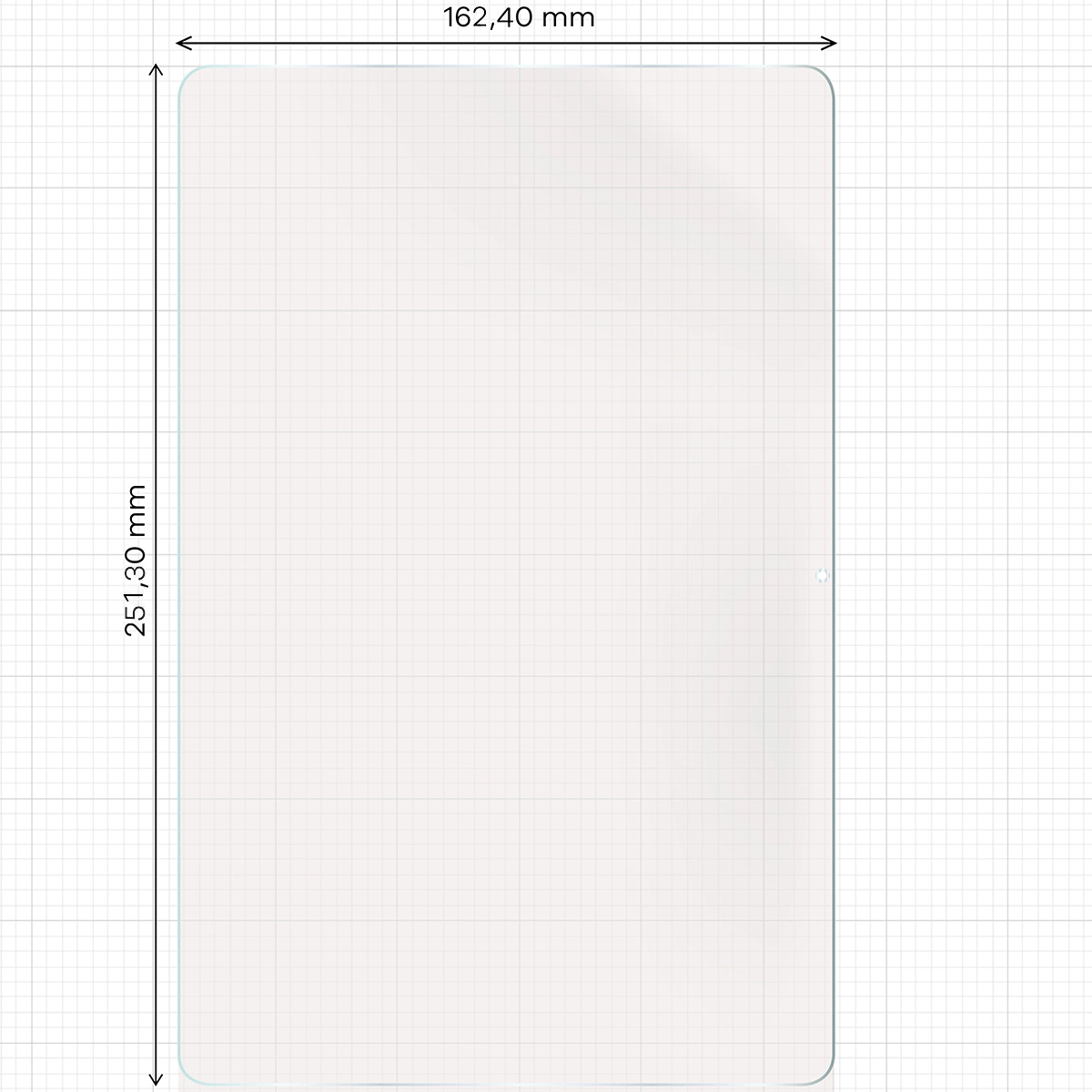 Miarka z wymiarami folii matowej Bizon Tab Film Sun Duo do Samsung Galaxy Tab S10 FE